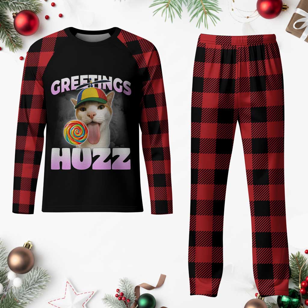 Funny Cat Meme Plaid Pajama Set Greetings Huzz TS14 Buffalo Plaid Print Your Wear
