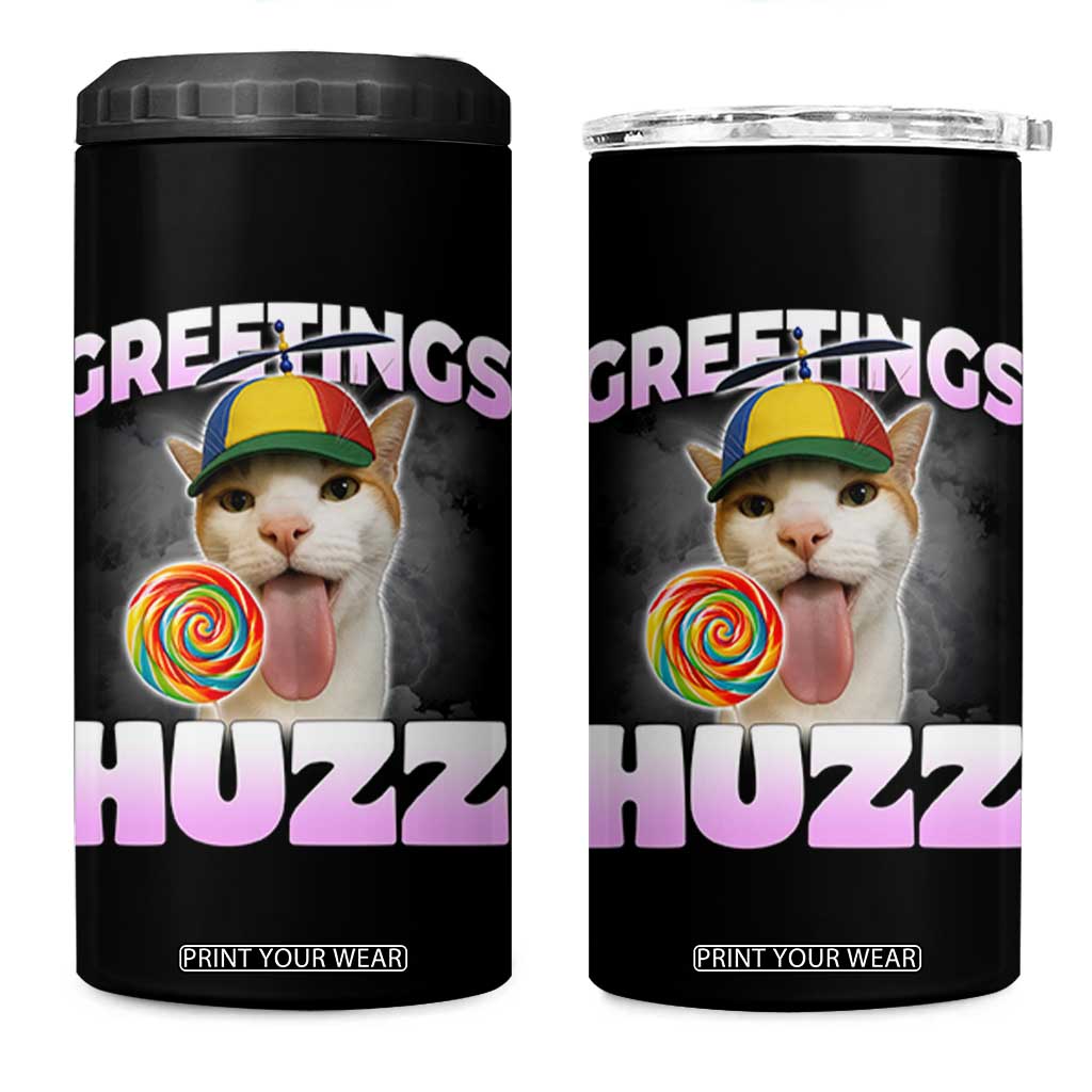 Funny Cat Meme 4 in 1 Can Cooler Tumbler Greetings Huzz - Print Your Wear