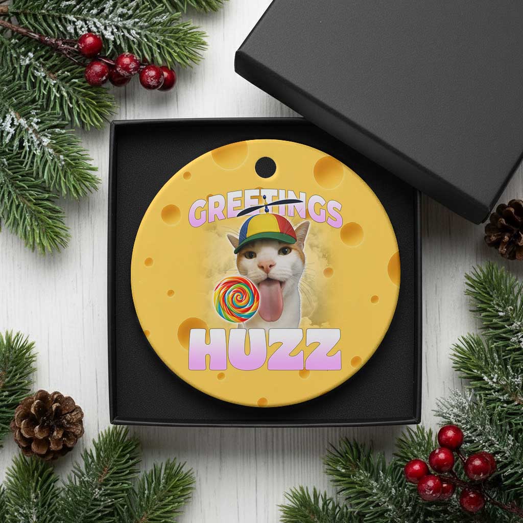 Funny Cat Meme Ceramic Ornament Greetings Huzz TS14 1pc Yellow Cheese Print Your Wear