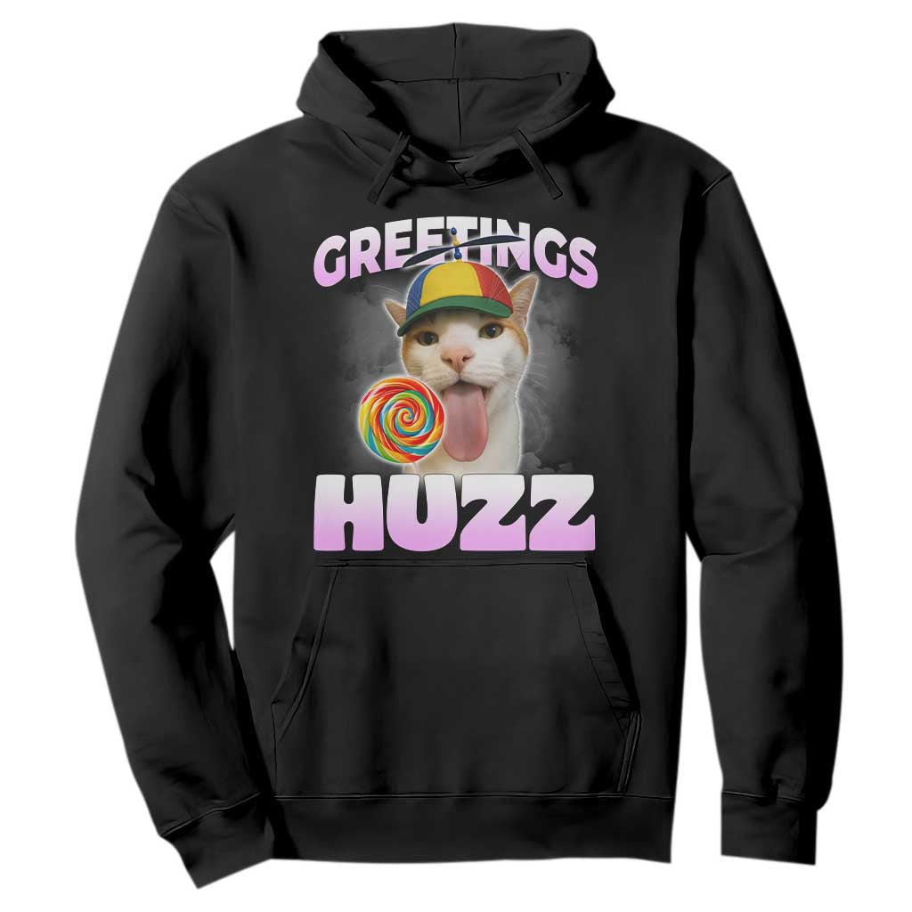 Funny Cat Meme Hoodie Greetings Huzz TS14 Black Print Your Wear