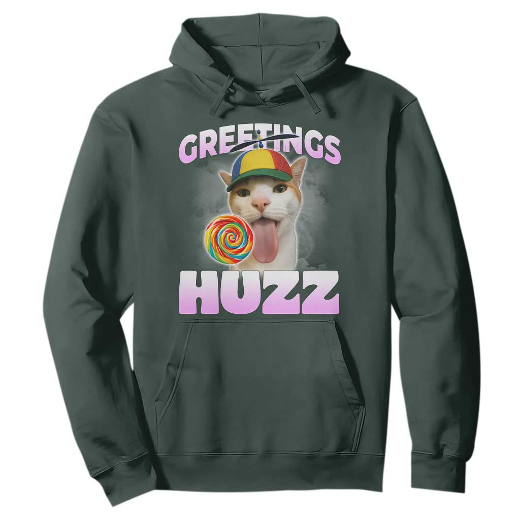 Funny Cat Meme Hoodie Greetings Huzz TS14 Dark Forest Green Print Your Wear