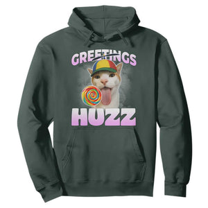 Funny Cat Meme Hoodie Greetings Huzz TS14 Dark Forest Green Print Your Wear
