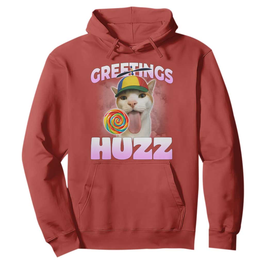 Funny Cat Meme Hoodie Greetings Huzz TS14 Red Print Your Wear