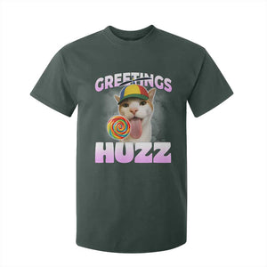 Funny Cat Meme T Shirt For Kid Greetings Huzz TS14 Dark Forest Green Print Your Wear