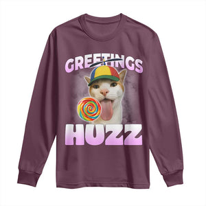 Funny Cat Meme Long Sleeve Shirt Greetings Huzz TS14 Maroon Print Your Wear