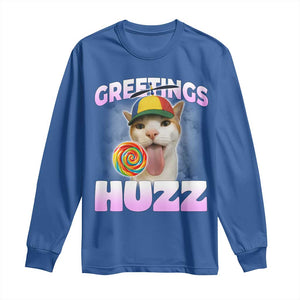 Funny Cat Meme Long Sleeve Shirt Greetings Huzz TS14 Royal Blue Print Your Wear