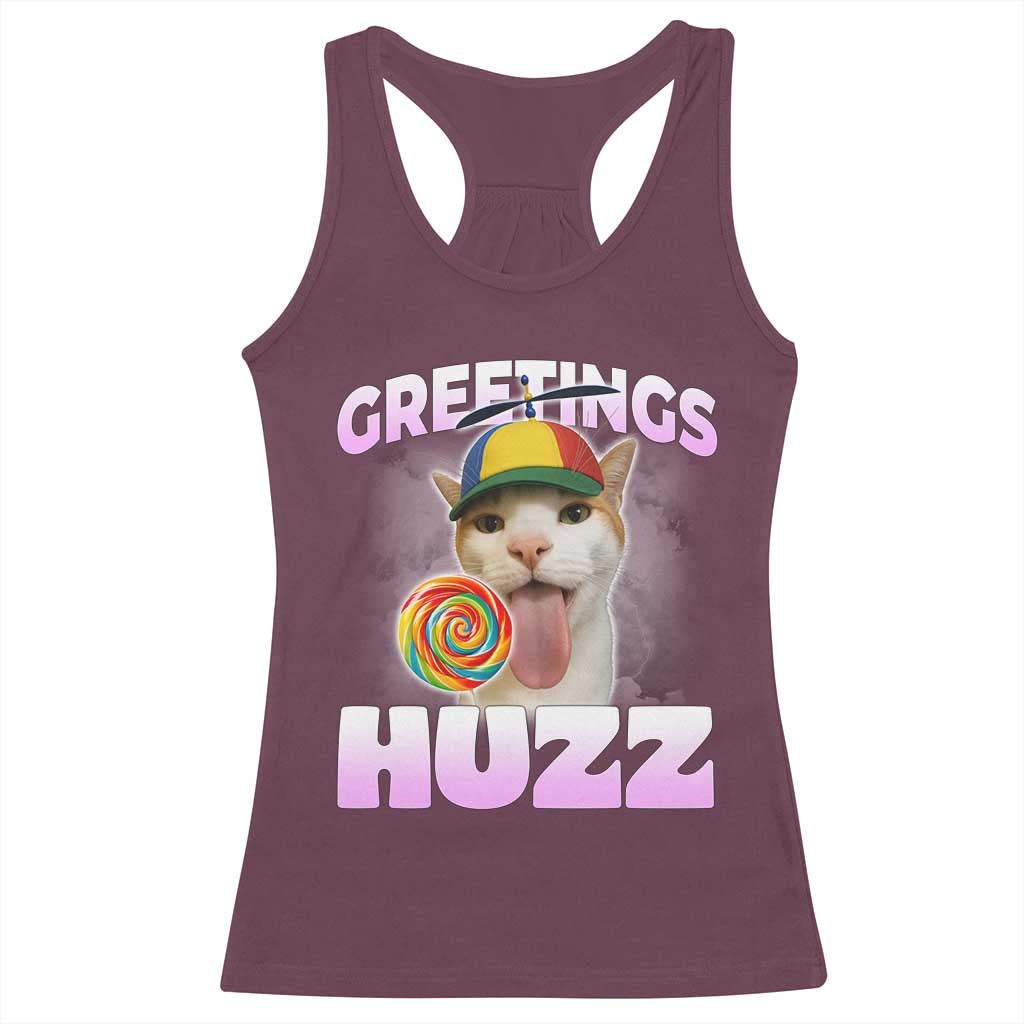 Funny Cat Meme Racerback Tank Top Greetings Huzz TS14 Maroon Print Your Wear