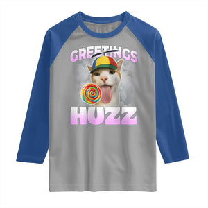 Funny Cat Meme Raglan Shirt Greetings Huzz TS14 Sport Gray Royal Print Your Wear