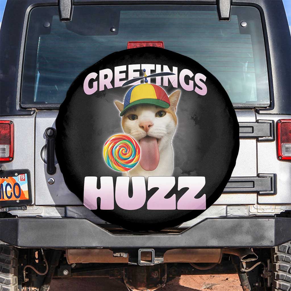 Funny Cat Meme Spare Tire Cover Greetings Huzz TS14 No hole Black Print Your Wear