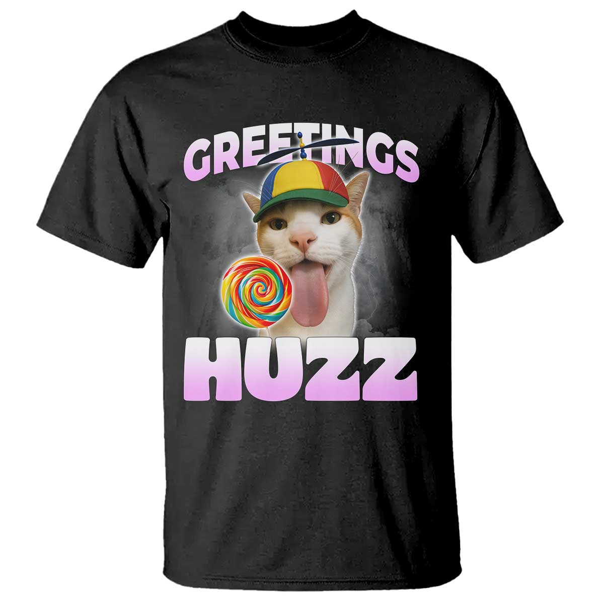Funny Cat Meme T Shirt Greetings Huzz TS14 Black Print Your Wear