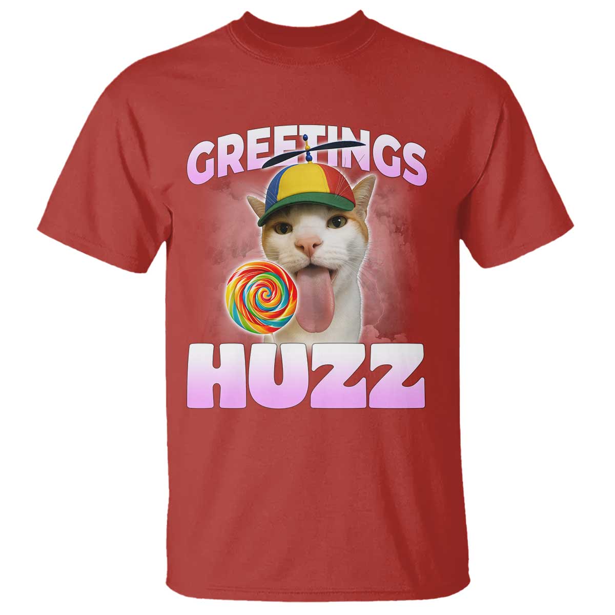 Funny Cat Meme T Shirt Greetings Huzz TS14 Red Print Your Wear