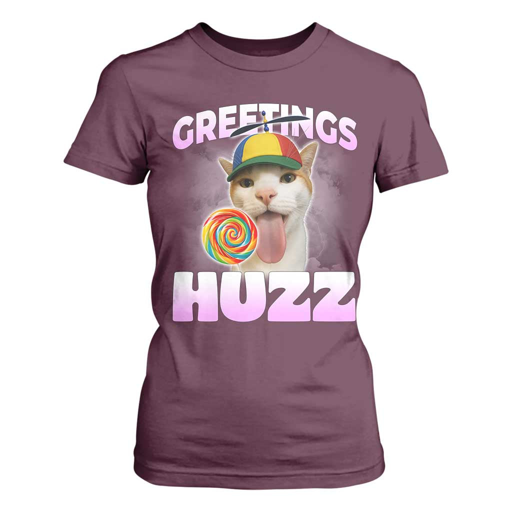 Funny Cat Meme T Shirt For Women Greetings Huzz TS14 Maroon Print Your Wear