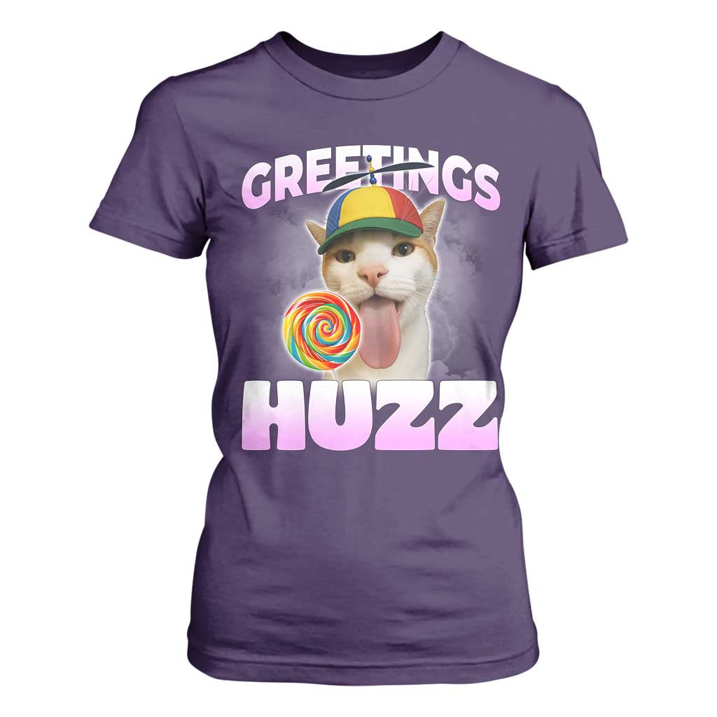 Funny Cat Meme T Shirt For Women Greetings Huzz TS14 Purple Print Your Wear