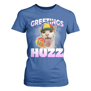 Funny Cat Meme T Shirt For Women Greetings Huzz TS14 Royal Blue Print Your Wear