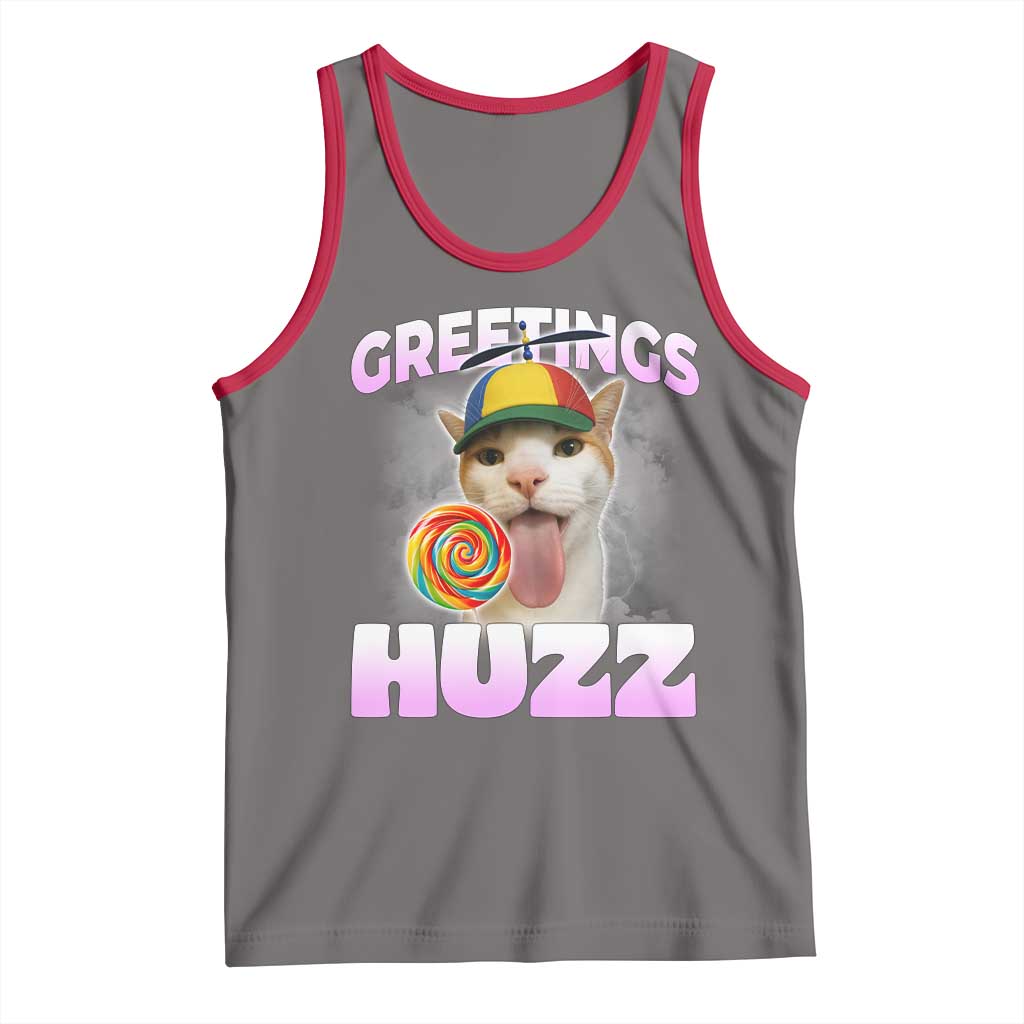 Funny Cat Meme Tank Top Greetings Huzz TS14 Deep Heather Red Print Your Wear