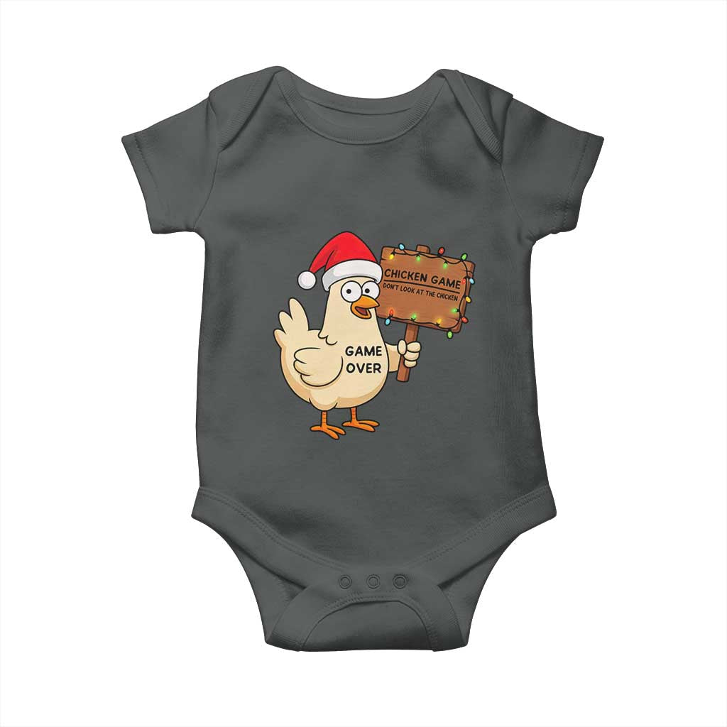 Chicken Game Christmas Baby Onesie Funny Do Not Look At The Chicken TS14 Dark Heather Print Your Wear