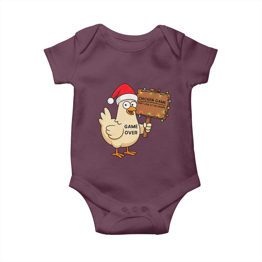 Chicken Game Christmas Baby Onesie Funny Do Not Look At The Chicken TS14 Maroon Print Your Wear