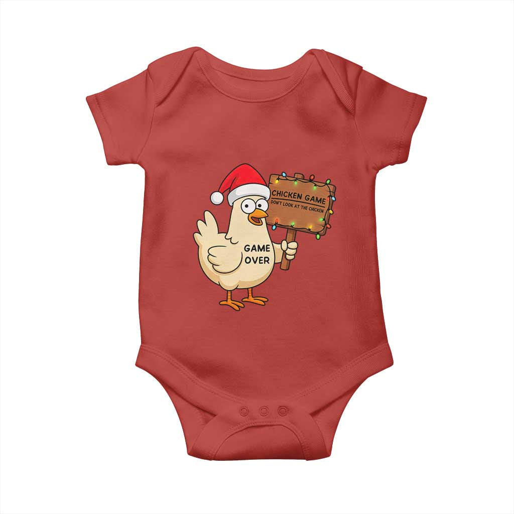 Chicken Game Christmas Baby Onesie Funny Do Not Look At The Chicken TS14 Red Print Your Wear