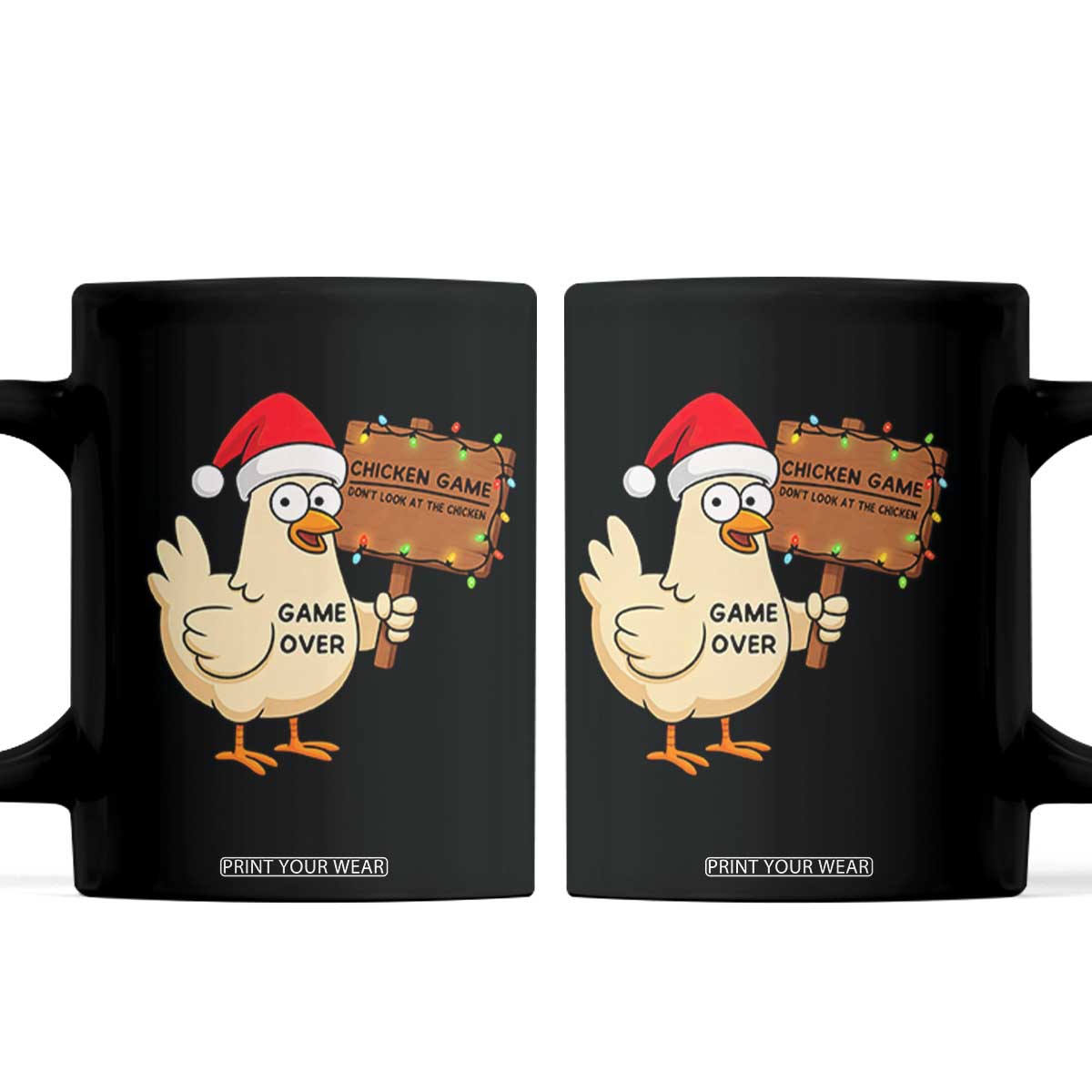 Chicken Game Christmas Coffee Mug Funny Do Not Look At The Chicken TS14 Black Print Your Wear