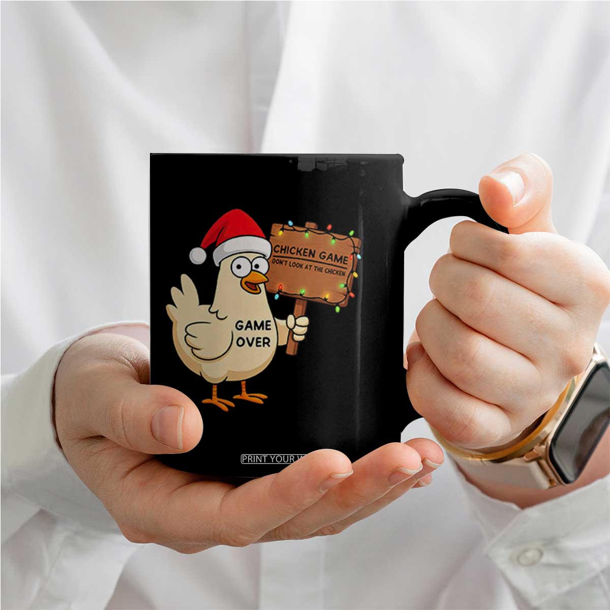 Chicken Game Christmas Coffee Mug Funny Do Not Look At The Chicken TS14 Print Your Wear