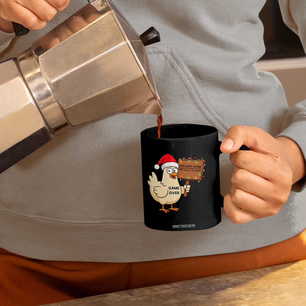 Chicken Game Christmas Coffee Mug Funny Do Not Look At The Chicken TS14 Print Your Wear
