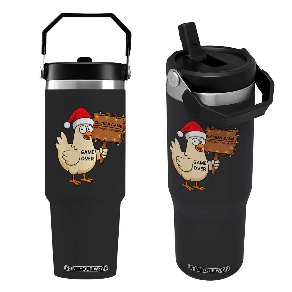 Chicken Game Christmas Flip Straw Tumbler Funny Do Not Look At The Chicken TS14 One Size: 30 oz Black Print Your Wear