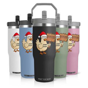 Chicken Game Christmas Flip Straw Tumbler Funny Do Not Look At The Chicken TS14 Print Your Wear