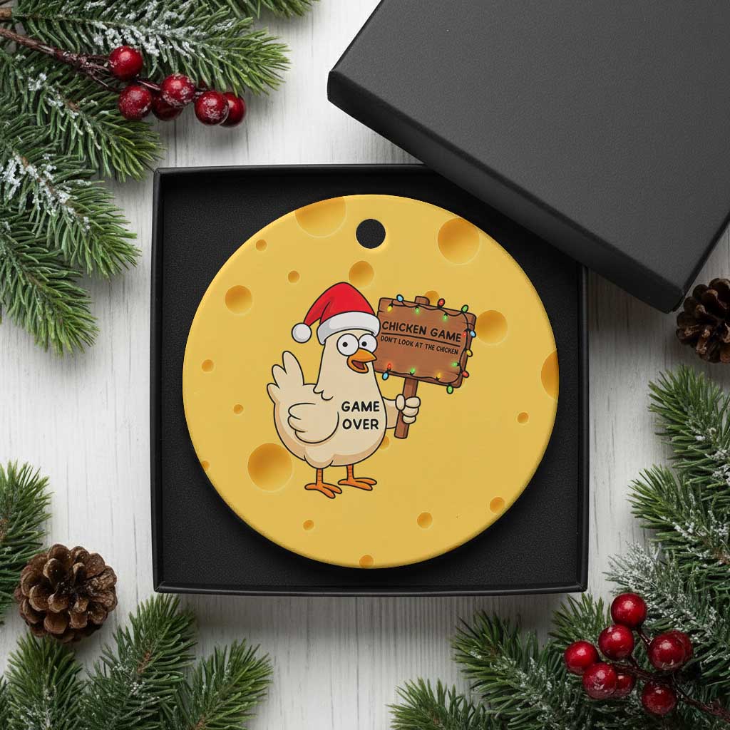 Chicken Game Christmas Ceramic Ornament Funny Do Not Look At The Chicken TS14 1pc Yellow Cheese Print Your Wear