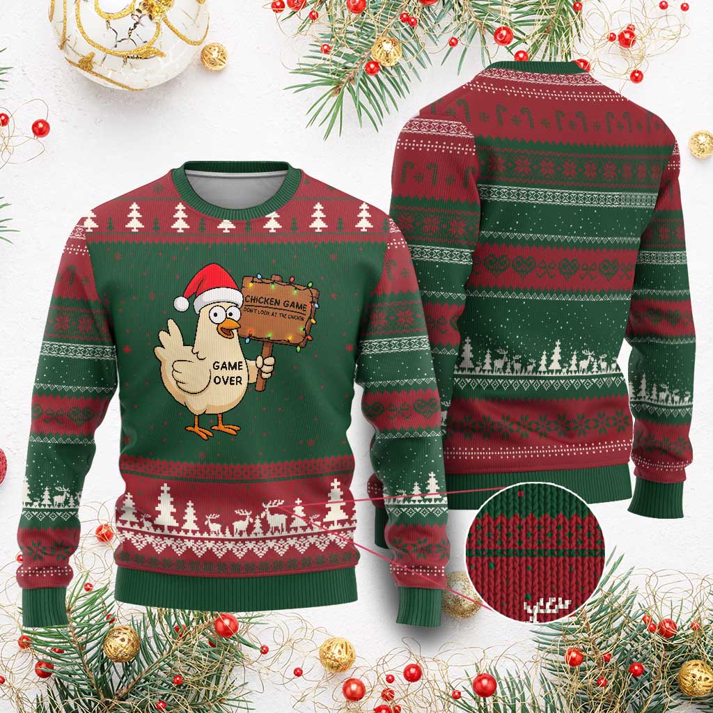 Chicken Game Xmas Ugly Christmas Sweater Funny Do Not Look At The Chicken TS14 Red Green Print Your Wear