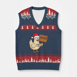 Chicken Game Xmas V-Neck Knit Sweater Vest Funny Do Not Look At The Chicken TS14 Navy Red Print Your Wear