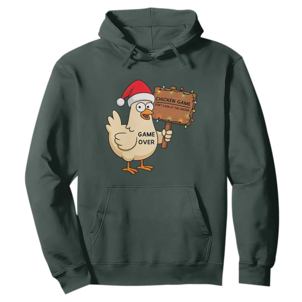 Chicken Game Christmas Hoodie Funny Do Not Look At The Chicken TS14 Dark Forest Green Print Your Wear