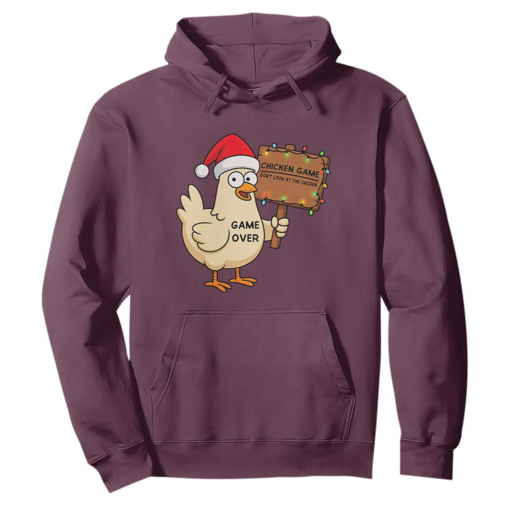 Chicken Game Christmas Hoodie Funny Do Not Look At The Chicken TS14 Maroon Print Your Wear