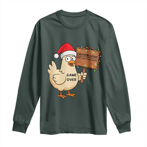 Chicken Game Christmas Long Sleeve Shirt Funny Do Not Look At The Chicken TS14 Dark Forest Green Print Your Wear
