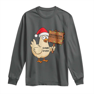 Chicken Game Christmas Long Sleeve Shirt Funny Do Not Look At The Chicken TS14 Dark Heather Print Your Wear