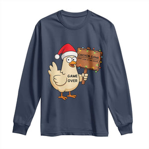 Chicken Game Christmas Long Sleeve Shirt Funny Do Not Look At The Chicken TS14 Navy Print Your Wear