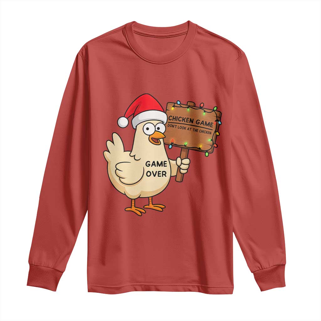 Chicken Game Christmas Long Sleeve Shirt Funny Do Not Look At The Chicken TS14 Red Print Your Wear