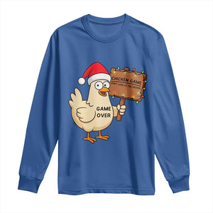 Chicken Game Christmas Long Sleeve Shirt Funny Do Not Look At The Chicken TS14 Royal Blue Print Your Wear