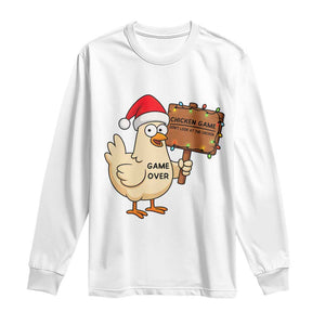 Chicken Game Christmas Long Sleeve Shirt Funny Do Not Look At The Chicken TS14 White Print Your Wear