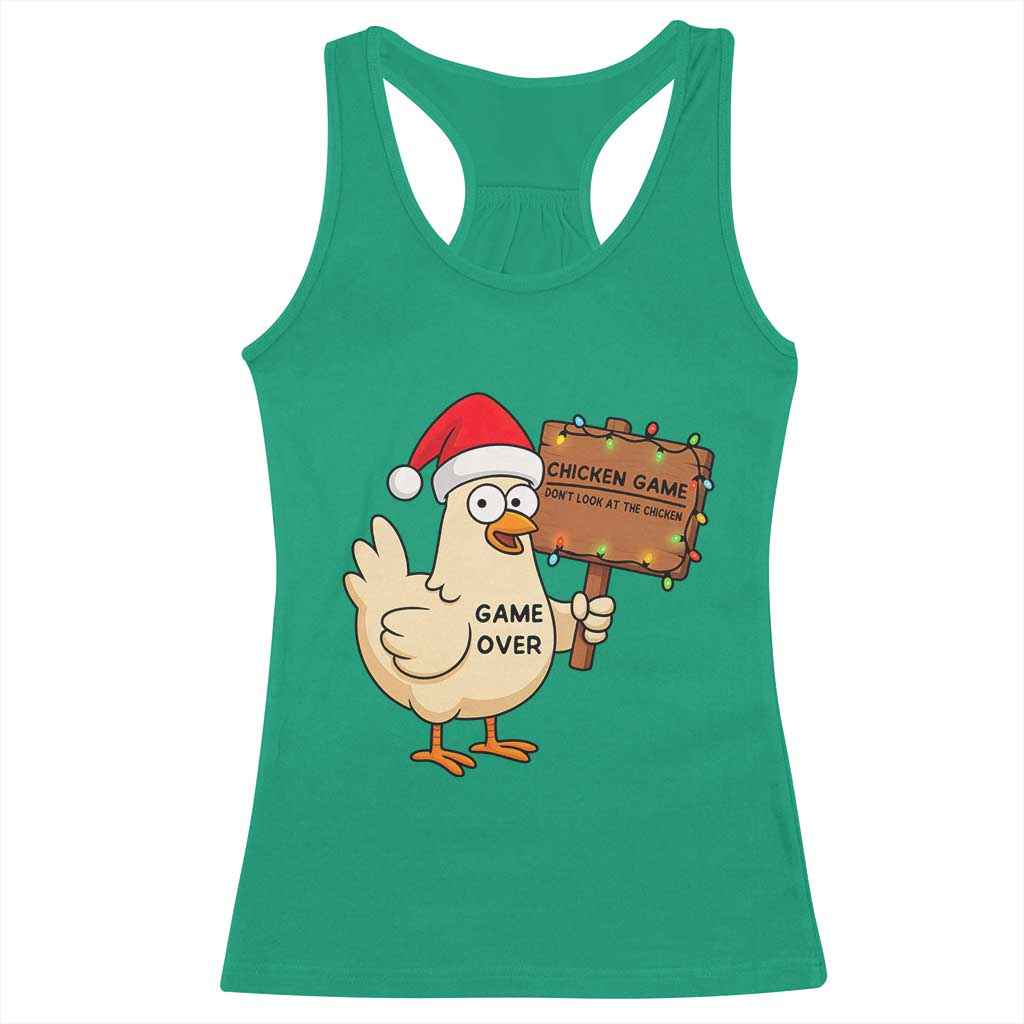 Chicken Game Christmas Racerback Tank Top Funny Do Not Look At The Chicken TS14 Irish Green Print Your Wear