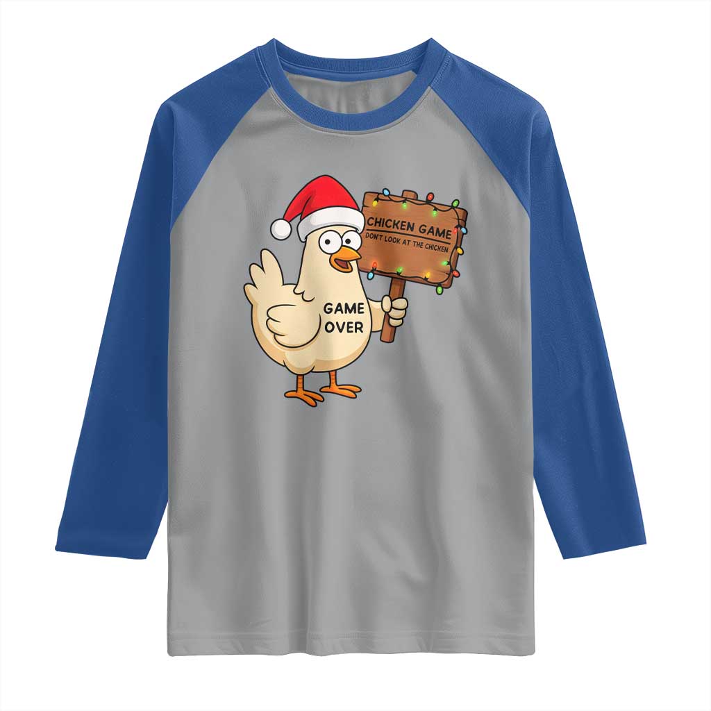 Chicken Game Christmas Raglan Shirt Funny Do Not Look At The Chicken TS14 Sport Gray Royal Print Your Wear