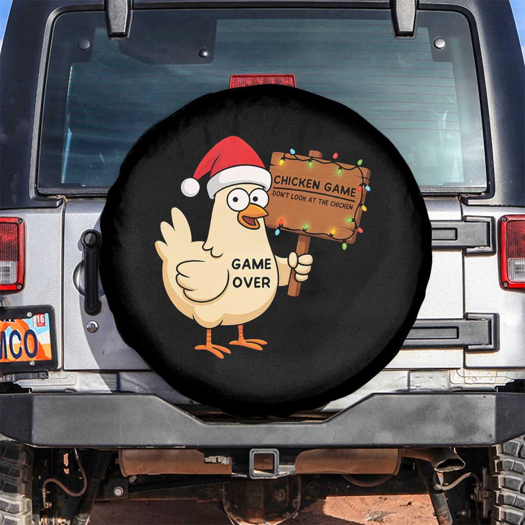 Chicken Game Christmas Spare Tire Cover Funny Do Not Look At The Chicken TS14 No hole Black Print Your Wear
