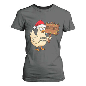 Chicken Game Christmas T Shirt For Women Funny Do Not Look At The Chicken TS14 Dark Heather Print Your Wear