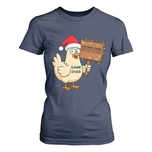 Chicken Game Christmas T Shirt For Women Funny Do Not Look At The Chicken TS14 Navy Print Your Wear