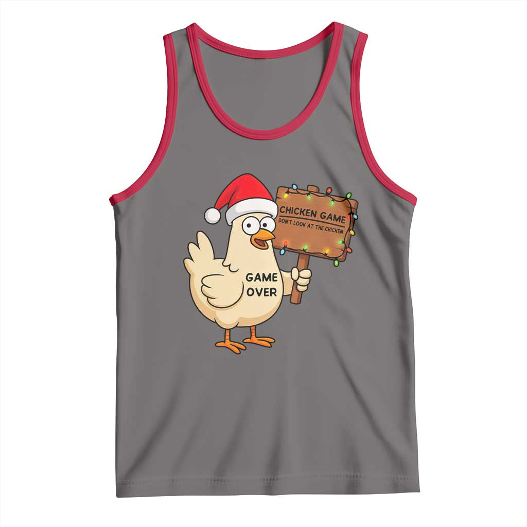 Chicken Game Christmas Tank Top Funny Do Not Look At The Chicken TS14 Deep Heather Red Print Your Wear