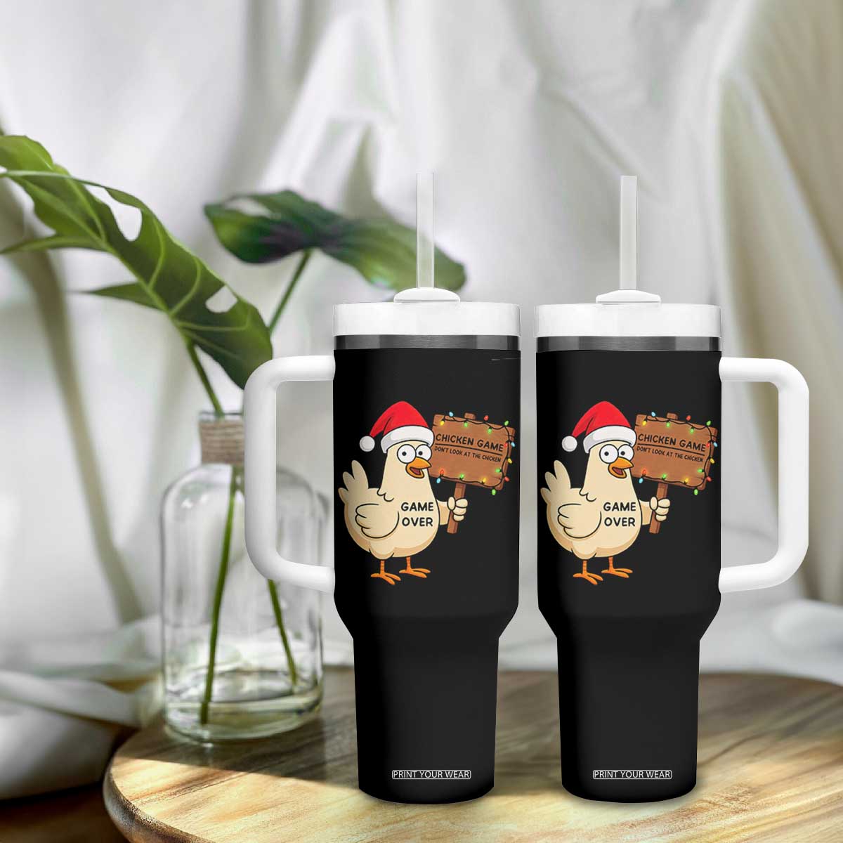 Chicken Game Christmas Tumbler With Handle Funny Do Not Look At The Chicken TS14 Print Your Wear