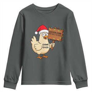 Chicken Game Christmas Youth Sweatshirt Funny Do Not Look At The Chicken TS14 Dark Heather Print Your Wear