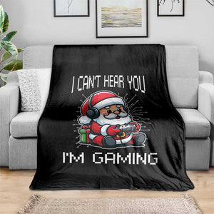 Funny Santa Gamer Christmas Throw Blanket I Can Not Hear You I Am Gaming TS14 Print Your Wear