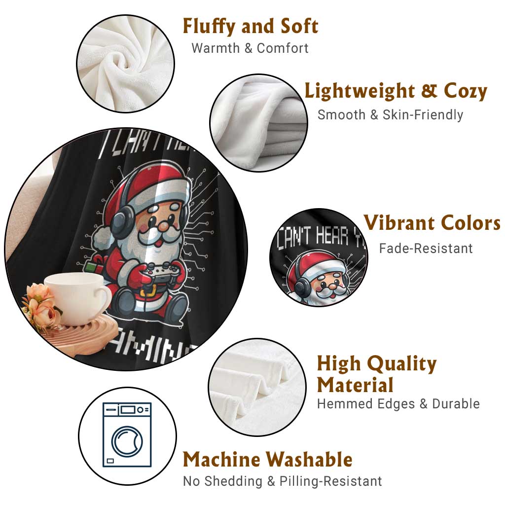 Funny Santa Gamer Christmas Throw Blanket I Can Not Hear You I Am Gaming TS14 Print Your Wear