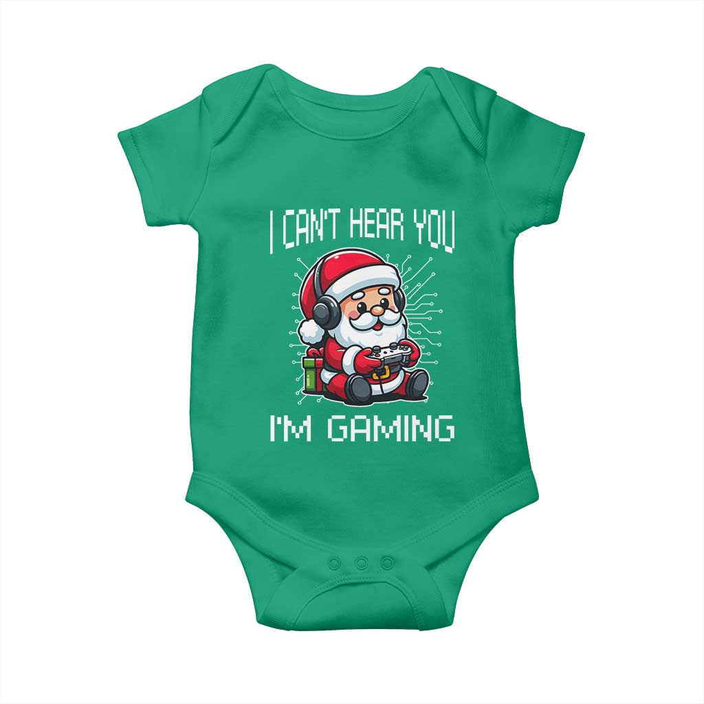 Funny Santa Gamer Christmas Baby Onesie I Can Not Hear You I Am Gaming TS14 Irish Green Print Your Wear