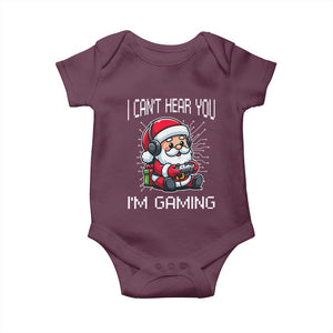 Funny Santa Gamer Christmas Baby Onesie I Can Not Hear You I Am Gaming TS14 Maroon Print Your Wear